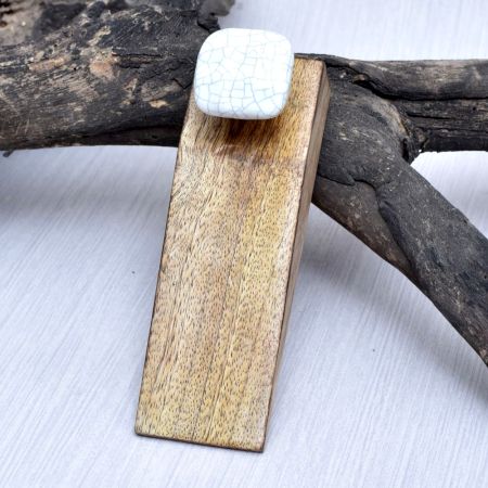 Handmade White Ceramic Wooden Door Stopper